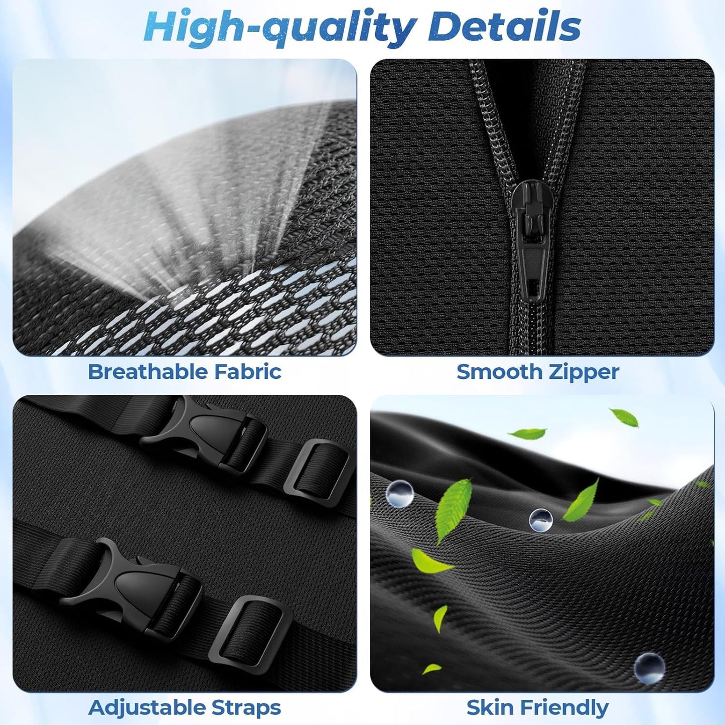 Lumbar Support Pillow for Office Chair Back Support - Memory Foam Lumbar Pillow for Car or Gaming Chair, Ergonomic Back Cushion with Adjustable Strap for Long-Hour Sitting (Black)