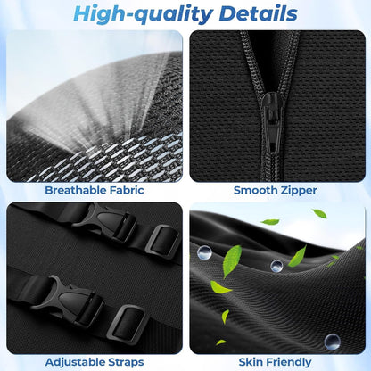 Lumbar Support Pillow for Office Chair Back Support - Memory Foam Lumbar Pillow for Car or Gaming Chair, Ergonomic Back Cushion with Adjustable Strap for Long-Hour Sitting (Black)