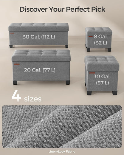 SONGMICS Storage Ottoman, Small Ottoman Foot Rest with Legs, 12.6 x 15.7 x 13.2 Inches Foot Stool, Load up to 660 lb, for Living Room, Bedroom, Dorm, Slate Gray ULSF012G01