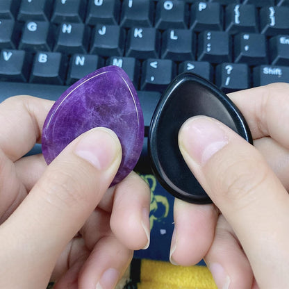 2PCS Worry Stone for Anxiety Tigers Eye Amethyst Healing Crystals Hand Thumb Stones Pocket Gemstones Meditation Accessories Oval Crystal Natural Relax Palm Stone Anxiety Relief Items Stocking Stuffers