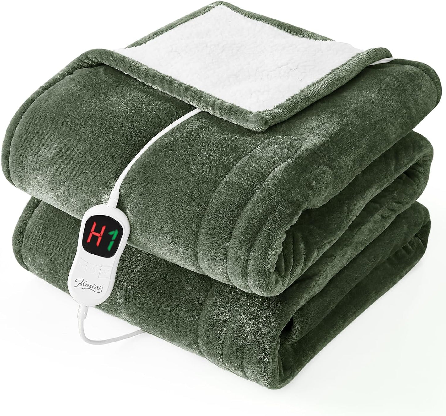 Homemate Electric Heated Blanket Twin - 62"x84" Heating Bed Blankets Throw with 10 Heating Levels 8 Hours Auto Off Fast Heating Over-Heated Protection Ultra Soft Warm Flannel ETL Certified Grey - Colors A