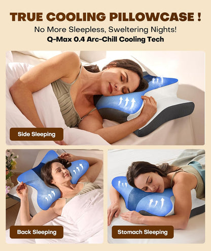 Cozyplayer True Cooling Cervical Neck Pillow for Pain Relief, Ergonomic Side Sleeper Pillow for Neck Support, Odorless Orthopedic Contour Memory Foam Pillows, Bed Pillow for Back Stomach Sleeper