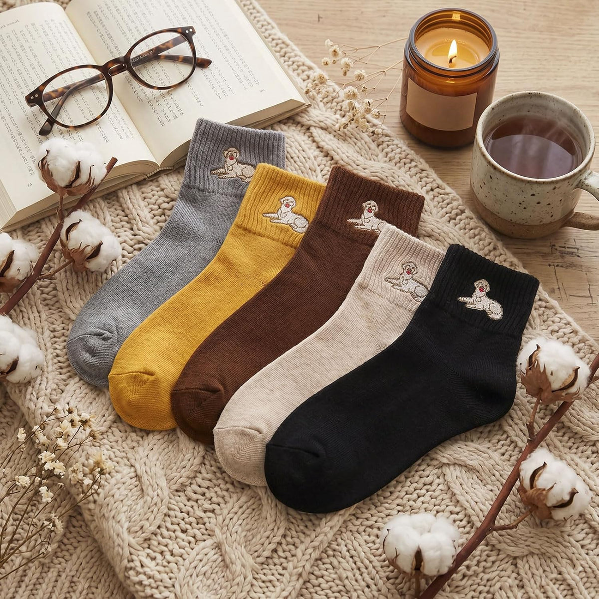Eurzom 10 Pairs Socks Womens Crew Elastic Ankle Length Cotton Socks Aesthetic Cute Lightweight Low Cut Gifts for Women - Colors A