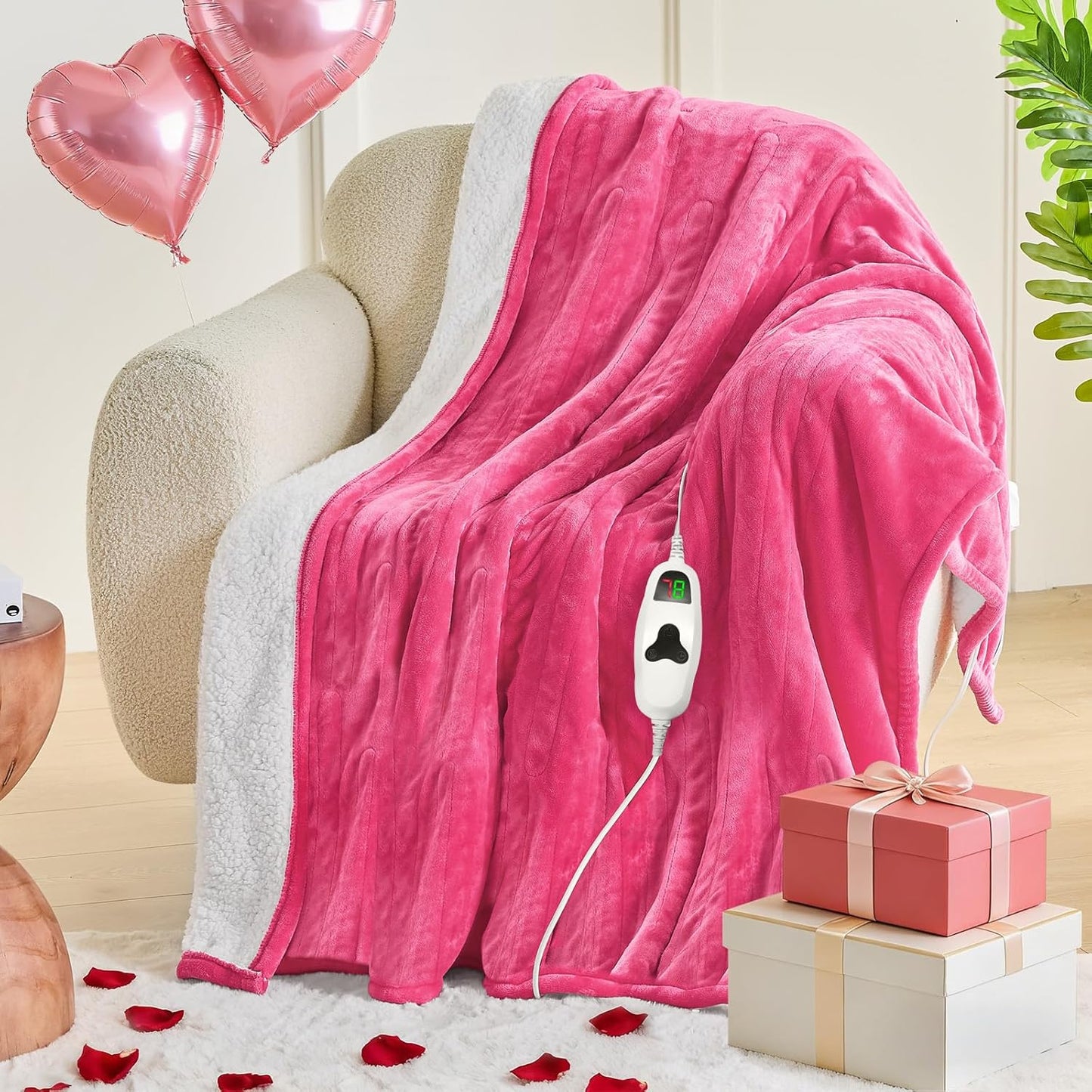 greenoak Heated Blanket Electric Throw 50"X60", Heating Blanket with 10 Heat Levels 1/2/4/6/8 Hours Auto-Off,Fleece Soft Sherpa Blanket,Gifts for Grandma Mom Seniors, Misty Grey