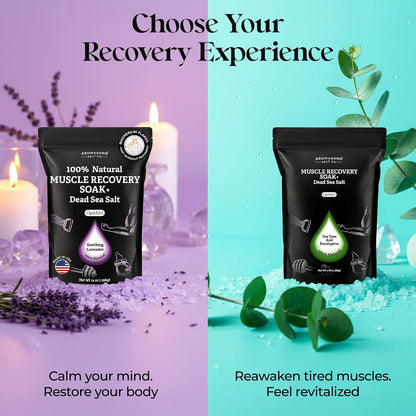 Aromasong Muscle Recovery Bath Soak - Enriched with Dead Sea Salt, OptiMSM, Magnesium Flakes & Essential Oils | Pain Relief Bath Soak for Post-Workout Soreness | Made in USA, 14 oz Bag