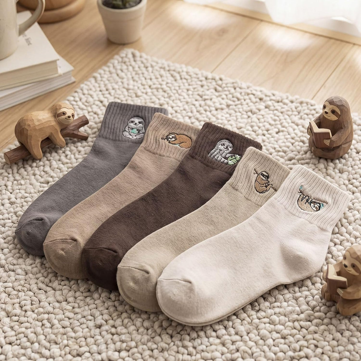 Eurzom 10 Pairs Socks Womens Crew Elastic Ankle Length Cotton Socks Aesthetic Cute Lightweight Low Cut Gifts for Women - Colors A