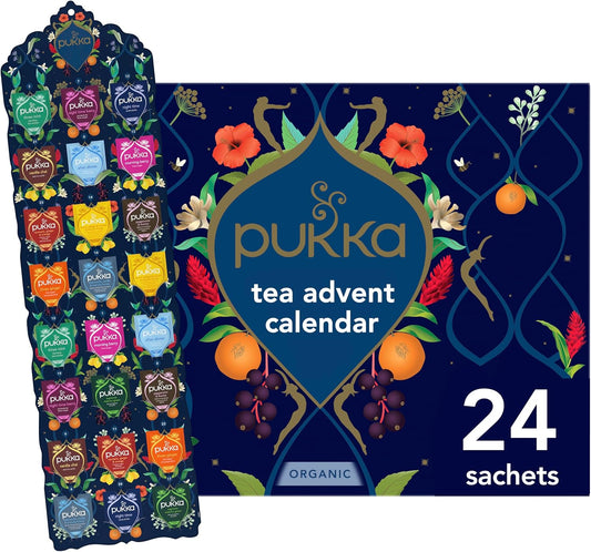 Pukka Christmas Tea Sampler Advent with Black and Green Teas, 24 Tea Bags