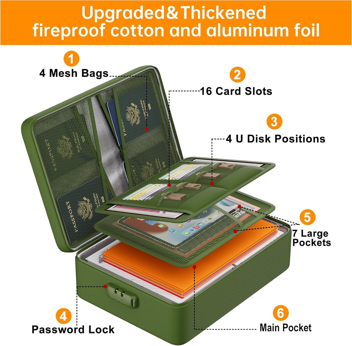 DocSafe 5200°F Fireproof Document Organizer Box with Lock, Heat Insulated