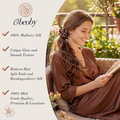4 Pack 100% Mulberry Silk Scrunchies for Hair Sleep, No Damag Frizz Control Stylish Silk Hair Scrunchies Small Gifts for Women