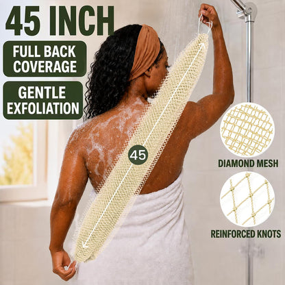 SubSahara African Net Sponge, 2 Pack 45-Inch Exfoliating Bath Scrubber