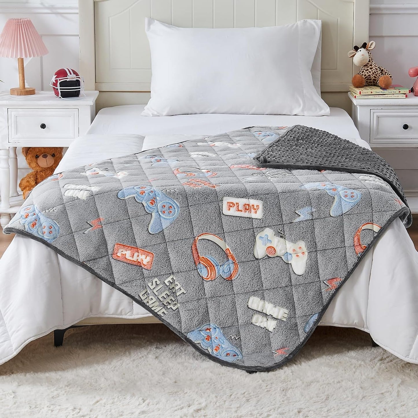 yescool Weighted Lap Pad 2 Pounds Weighted Lap Blanket, Space Plane Small Weighted Blanket, Weighted Throw Blanket Gifts for Travel Indoor Outdoor, 20"x30"