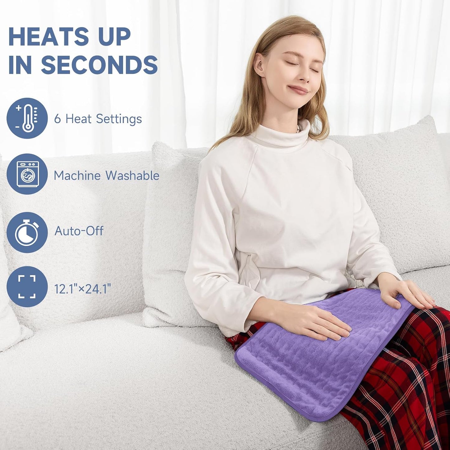 Heating Pad for Back, Neck, and Shoulder Pain Relief, Electric Heat Pad with 6 Heat Levels, Moist Heat Option, Auto Shut-Off, Birthday Christmas Gifts for Women Men Mom Dad Grandma, Gifts for her