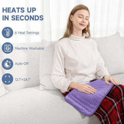 Heating Pad for Back, Neck, and Shoulder Pain Relief, Electric Heat Pad with 6 Heat Levels, Moist Heat Option, Auto Shut-Off, Birthday Christmas Gifts for Women Men Mom Dad Grandma, Gifts for her