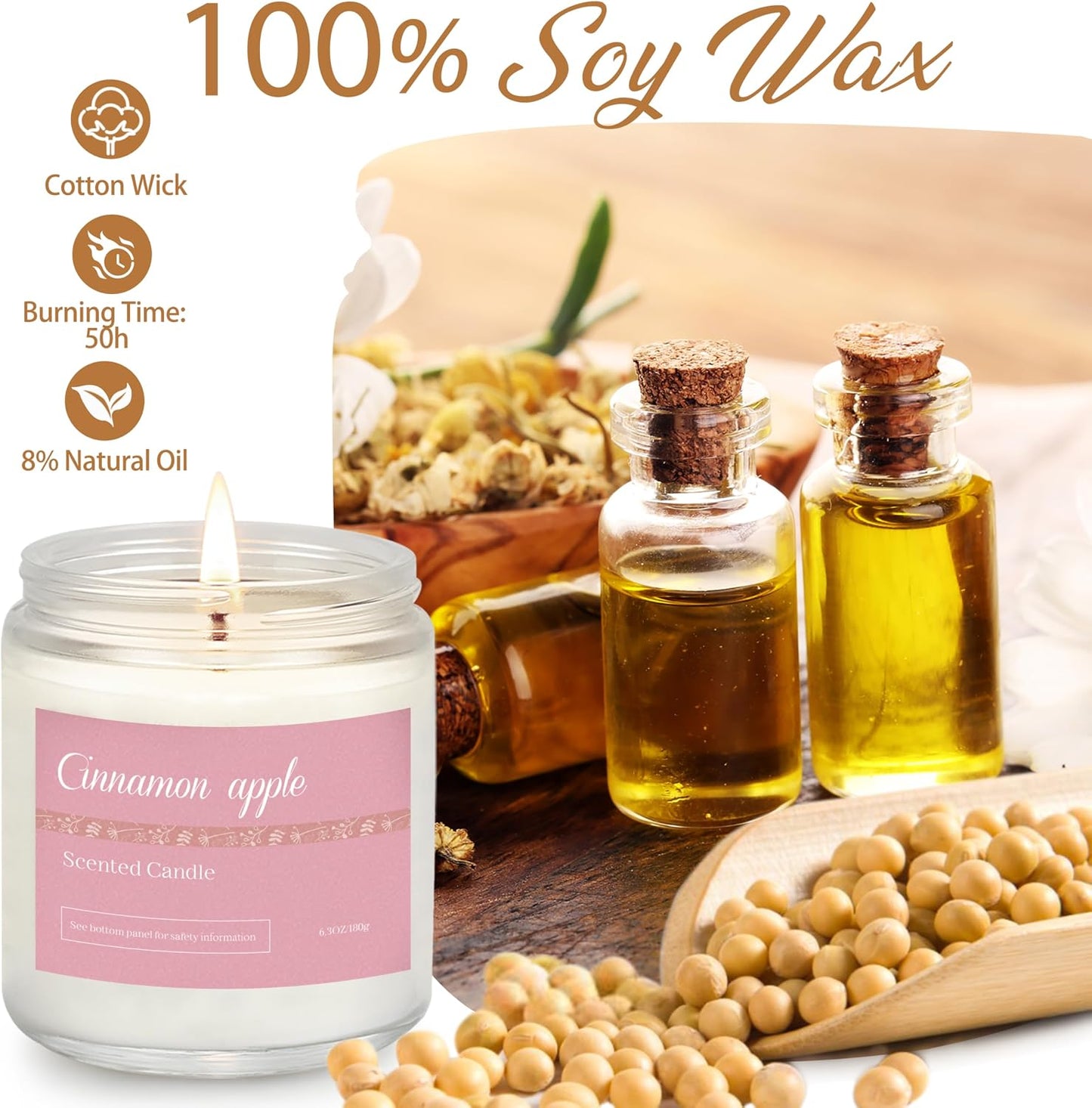Scented Candles Gift Set, Long Lasting 6 Pack Aromatherapy Candles for Home, 42 oz 300 Hour Burn, Lavender Jasmine Vanilla Sage Sandalwood Rose Eucalyptus Mint, Gifts for Women