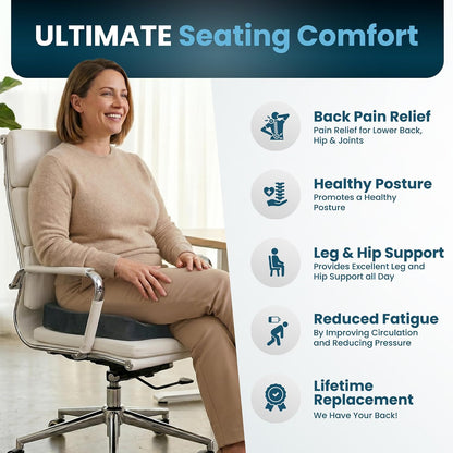 ComfiLife Gel Enhanced Seat Cushion – Office Chair Cushion – Non-Slip Gel & Memory Foam Coccyx Cushion for Tailbone Pain - Desk Chair Car Seat Cushion Driving - Sciatica & Back Pain Relief (Navy)
