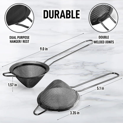 Zulay Kitchen 304 Stainless Steel Fine Mesh Strainer 3.35 in - Strainers Fine Mesh, Tea Strainers for Loose Tea - Perfect for Tea, Cocktails, Juicing, Drinks, Liquids, Matcha, Coffee & More
