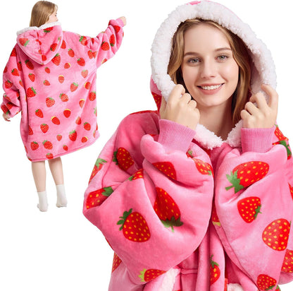 Kipswiza Wearable Blanket Hoodie Gifts for Women and Men, Oversized Cozy Warm Flannel Sherpa Hooded Blankets Sweatshirt with Giant Pockets for Adult and Teens, Dark Gray