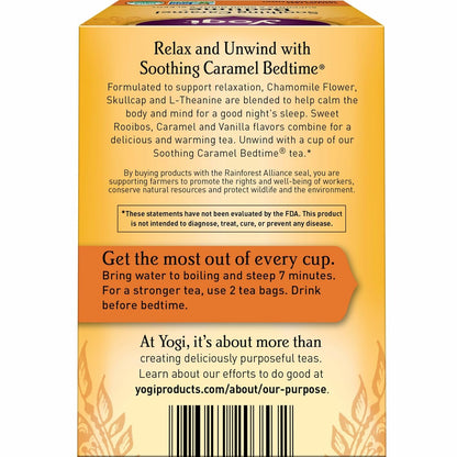 Yogi Tea Soothing Caramel Bedtime Tea - 16 Tea Bags per Pack (4 Packs) - Calming Sleep Tea - Supports Good Sleep - Includes Chamomile Flower, Rooibos Leaf, Roasted Chicory Root & More