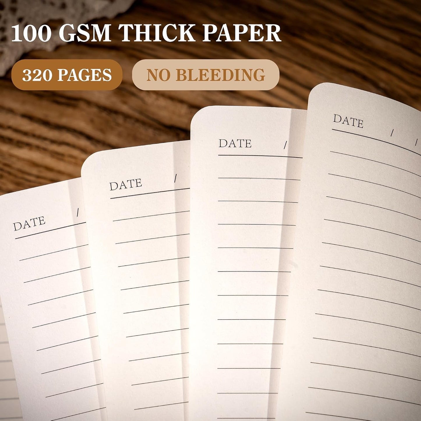 CAGIE Lined Journal Notebook for Women Men 320 Pages 100 Gsm Paper Thick Journaling Notebooks A5 Leather Journals for Writing Hardcover Journal Supplies for Work Note Taking Diary, 5.7x8.3 In, Green