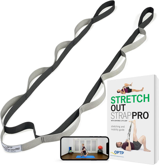 OPTP Stretch Out Strap Pro with Exercise Book, 11 Loops USA-Made Yoga Strap