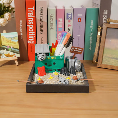 Tian Zhun Dumpster Fire Zen Garden for Desk Mini Zen Garden Gag Gifts Funny Sand Tray Therapy Kit White Elephant Gifts Sand Included