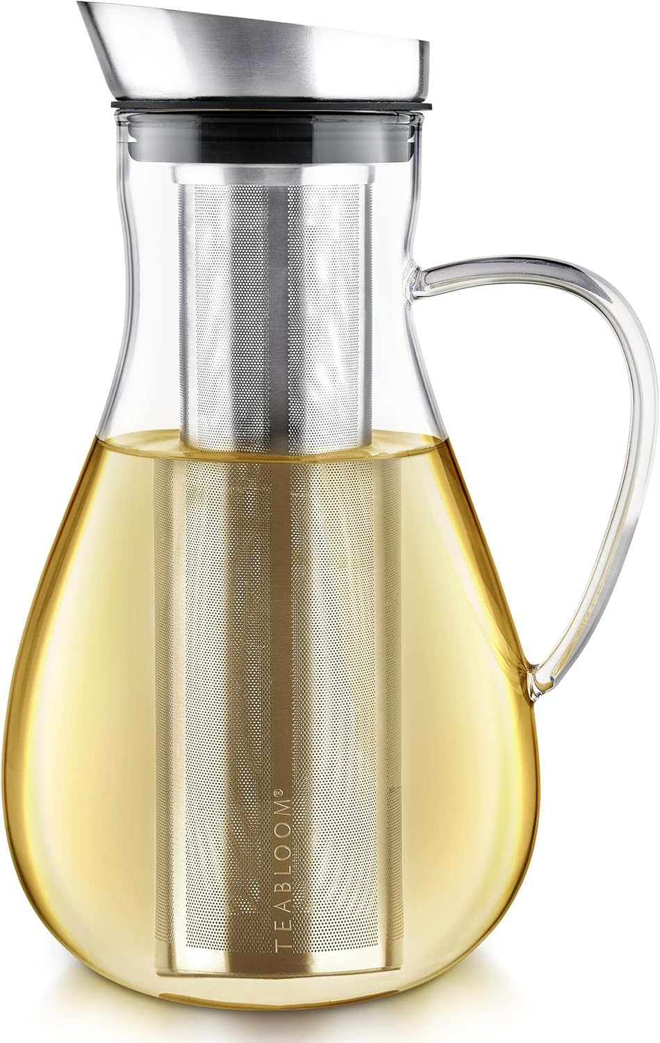 Teabloom Large Multi-Brew Glass Teapot + Kettle + Pitcher (68 OZ / 2.0 L / 8 CUPS) – Brew and Serve Hot Tea, Iced Tea, Cold Brew Tea and Fruit Infused Water – Silhouette Tea Maker