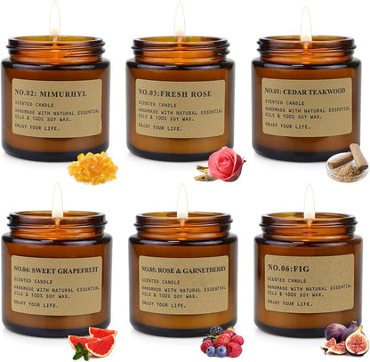 6-Pack Scented Candles for Home, 3.5 Oz Soy Wax Aromatherapy Candle Gift Set, Lavender Chamomile, Eucalyptus Mint & Vanilla, Birthday Gifts for Women, Thank You Graduation Gifts