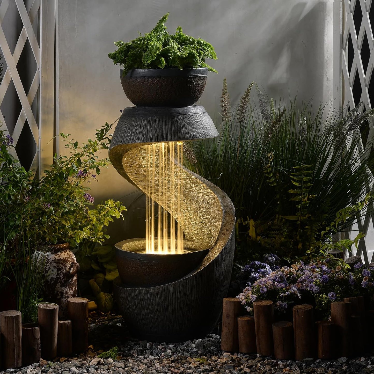 Sunlinua Modern Tabletop Water Fountain for Women Indoor Zen Relaxation Water Fountains Desktop Waterfall with Soothing Sound for Meditation Desk Home Office Decor