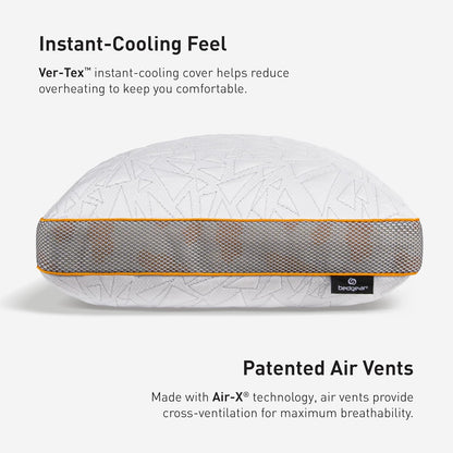 Bedgear Storm Performance Pillow, 1.0 Cooling Pillow for Side Sleepers, Medium Firm Support, Ver-Tex Cooling Cover, Air-X Mesh, Washable