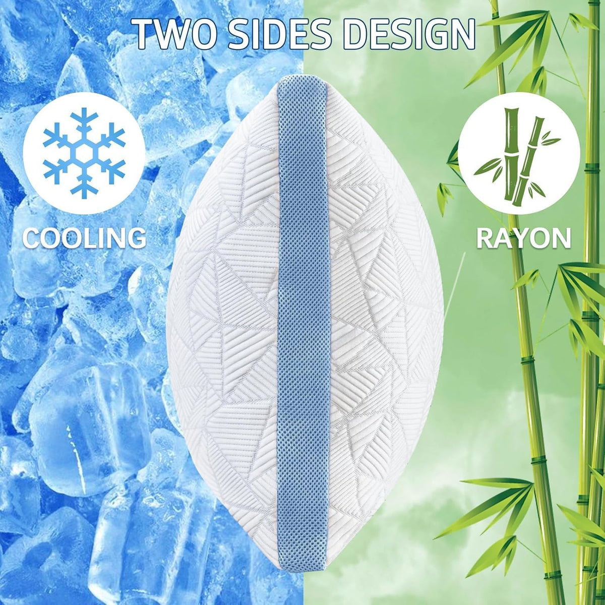 BETU Cooling Pillow Queen Size, Shredded Memory Foam Cool Pillow for Hot Sleepers, Adjustable Firm Soft Support Bed Pillows Perfect for Back Neck Pain and Side Sleeping with Pillow Case Cover, White
