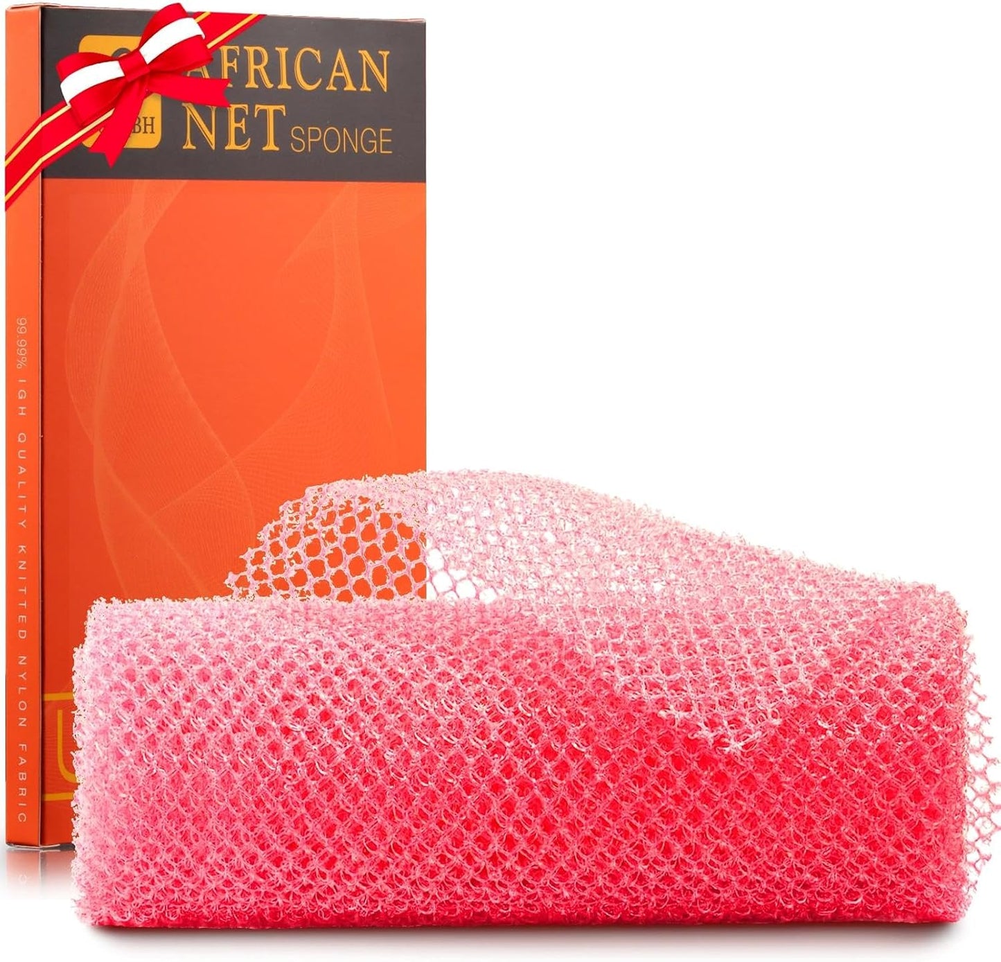 UJFQBH 3 Pieces African Bath Sponge African Net Long Net Bath Sponge Exfoliating Shower Body Scrubber Back Scrubber Skin Smoother,Great for Daily Use (Pink,Yellow,Purple)