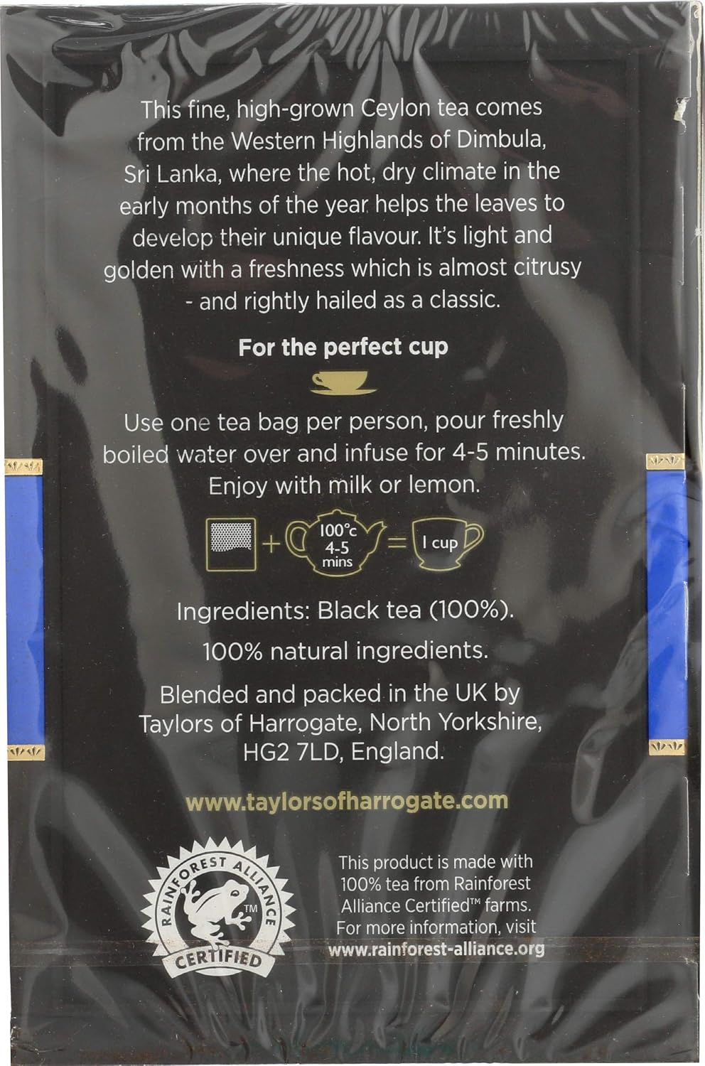 Taylors of Harrogate Pure Ceylon, 50 Teabags (Pack of 2)