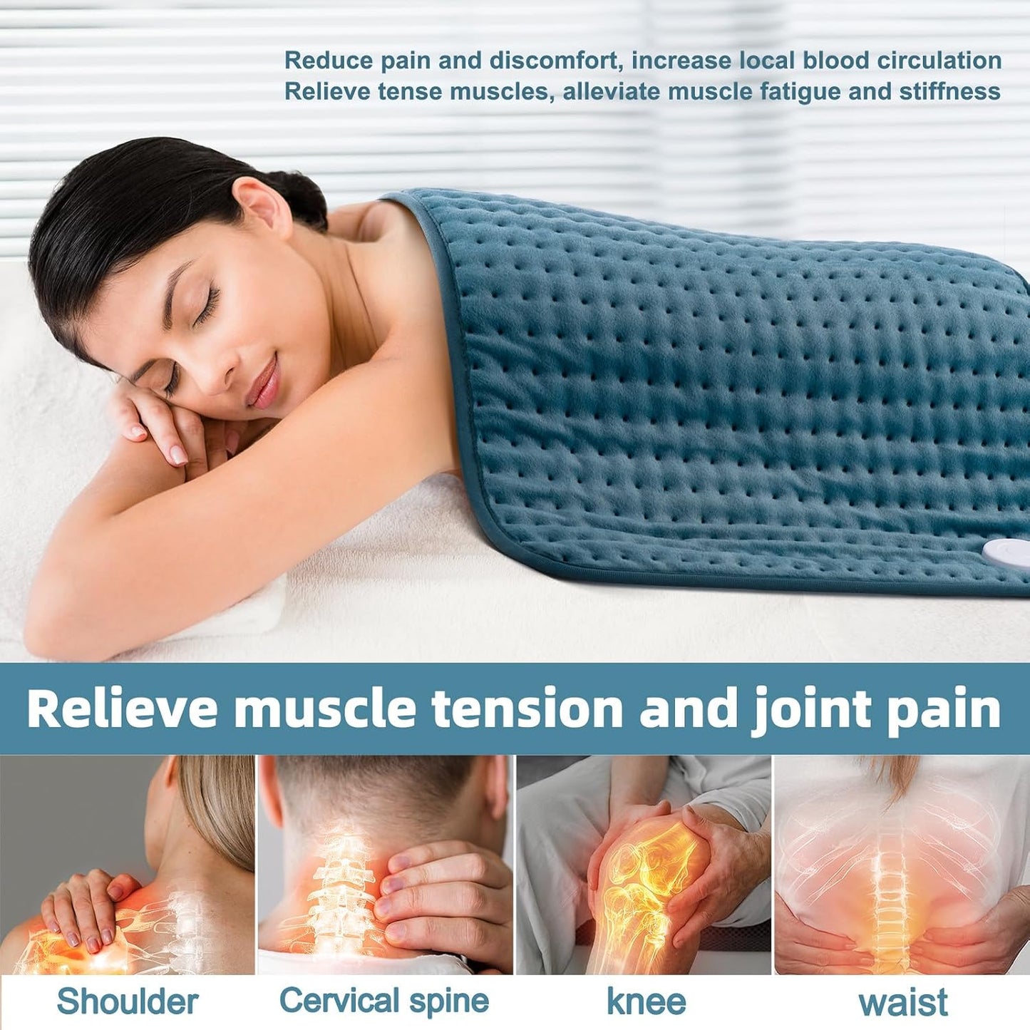 VALGELUIK Heating Pad for Back, Neck & Shoulder Pain Relief – 12"x24" Electric Heat Pad, Auto-Off, Machine Washable, Moist/Dry Heat Options – Thoughtful Mother's Day Gifts for Mom, Dad, Women & Men