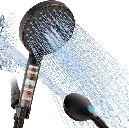 SR SUN RISE Filtered Shower Head with Handheld High Pressure 9 Spray Mode Showerhead Detachable Shower Head Water Softener Filters Beads for Hard Water Remove Chlorine 1 Filter Chrome
