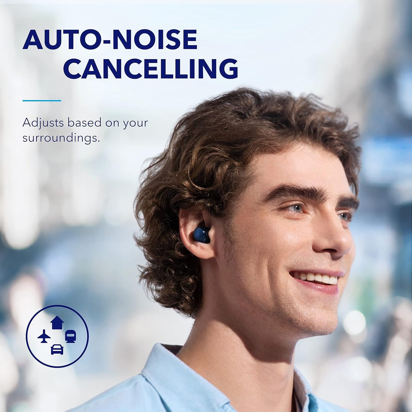 Soundcore by Anker Space A40 Auto-Adjustable Active Noise Cancelling Wireless Earbuds, Reduce Noise by Up to 98%, 50H Playtime, Comfortable Fit, App Customization, Wireless Charge (White)