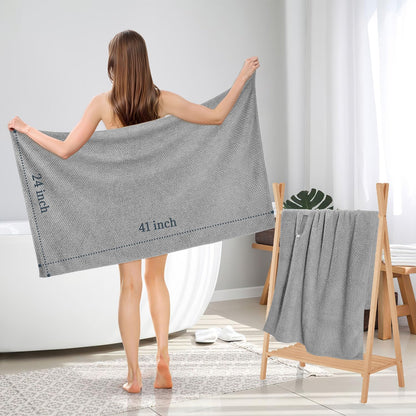 2 Pack Microfiber Hair Towel - 41 x 24 inches Super Soft, Absorbent, Fast Drying Without Frizz Hair Towel Wrap for Women Long, Thick, Curly Hair - Hair Turbans with Elastic Strap