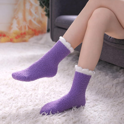 LINEMIN Womens Fuzzy Socks Cozy Fluffy Winter Warm Slipper Socks Microfiber Soft Home Sleeping Socks