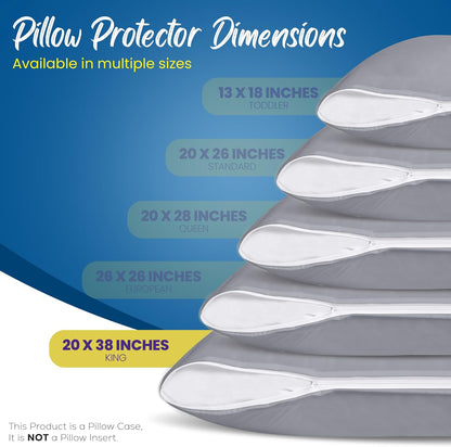 Utopia Bedding Premium 100% Waterproof Pillow Protectors with Zipper Standard Size (Set of 4), Bed Bug and Dust Mite Proof Zippered Pillow Covers, Pillow Encasement Cases, Gray