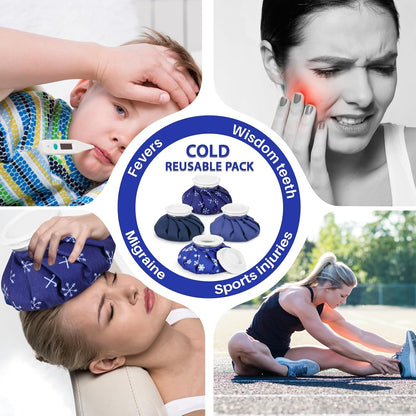 Honoson 4 Pack Reusable Ice Pack for Injuries, Ice Bags Hot Water Bag for Hot & Cold Pain Relief No-Leak Elastic Breathable for Muscle, Joint Pain Swelling, Sports & Home Use(Cute Fruit Style)