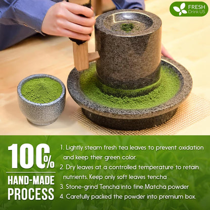 FreshDrinkUS, Matcha Latte Powder 16 oz – Premium Japanese-Style Blend for Smooth, Creamy Matcha Drinks – Perfect for Lattes, Baking, Smoothies & Daily Enjoyment. Vegan