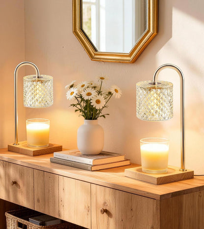 TigQiang Candle Warmer Lamp with Timer Dimmer, Birthday Gifts for Women Mom, House Warming Gifts, Elegant New Home Decor, Wax Warmer for Jar Candles, Heater Lamp for Scented Wax, Amber Glass