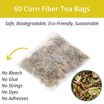 60 Lemon Balm Tea Bags - VitalForest Dried Lemon Balm Leaves Tea -1.5g/Bags, Calming Herb, Stress Relief & Sleep Support, Non-GMO, Caffeine-Free