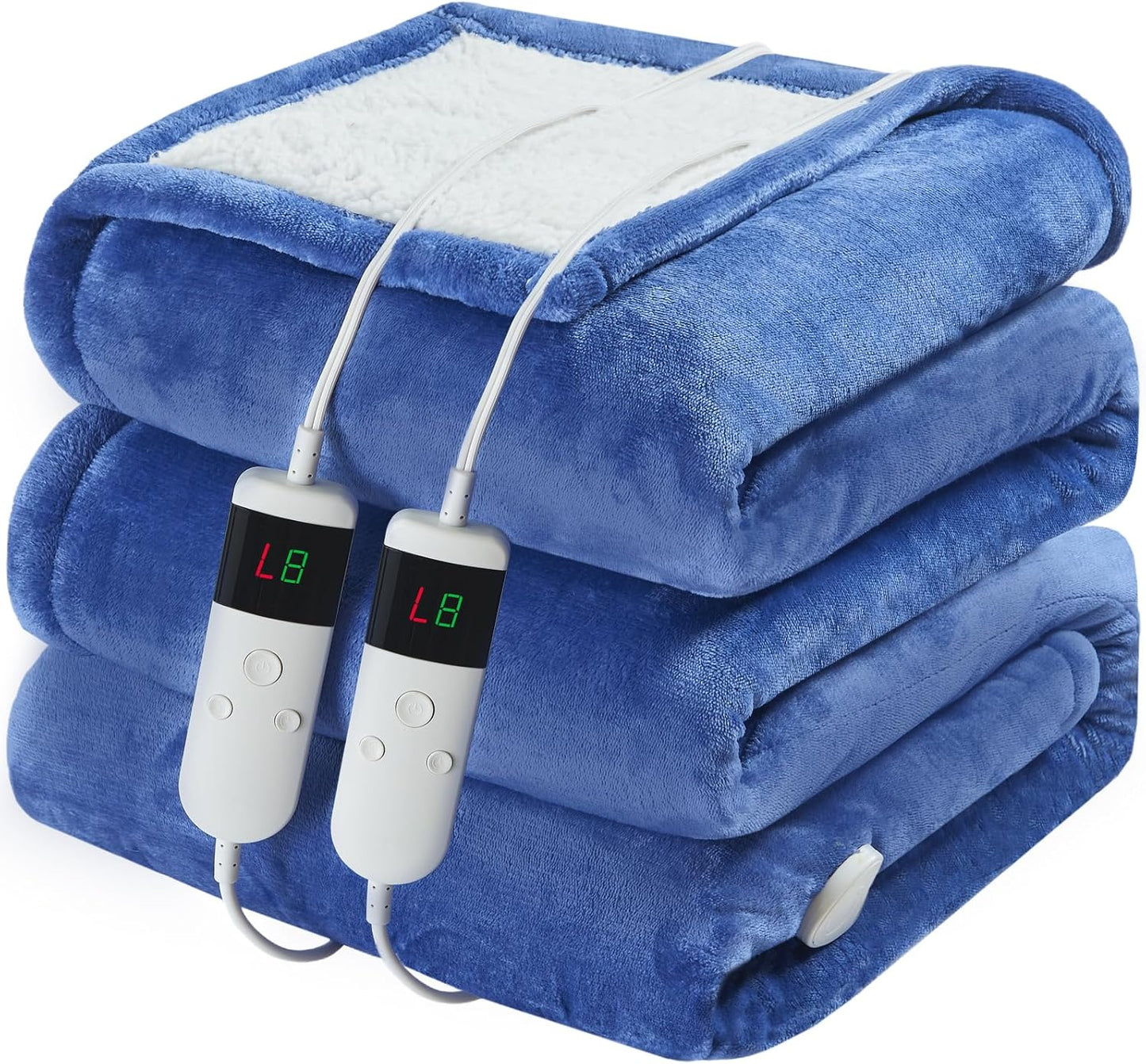 Electric Heated Blanket Throw Size 50''x60''-Control Heating Blanket, Soft & Warm Flannel 10-Level Temperature Control, 8 Hours Auto Off, Rapid Heating & Overheat Protection