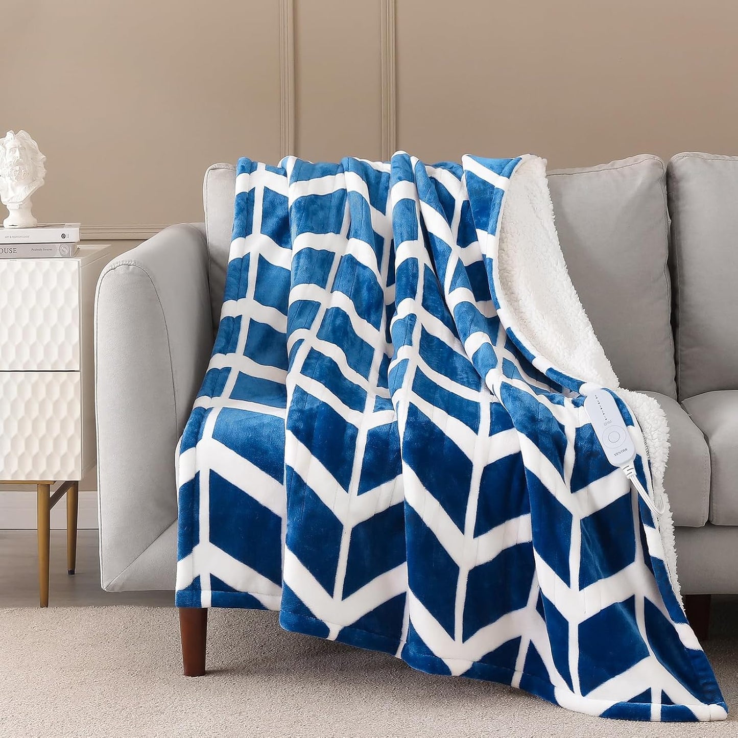 VENTIMI Electric Blanket Heated Throw, 50" x 60" Heated Blanket with 5 Heat Levels & 3 Hours Auto Off, Fast Heating Blankets with ETL & FCC Certification, Grey
