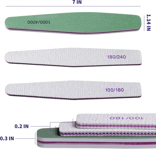 SWEET VIEW 14PCS Nail Files & Buffers for Natural, Gel and Acrylic Nails