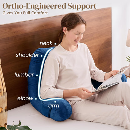 Sasttie Reading Pillows for Sitting in Bed Adult, Back Pillow Bed Sitting Up, Back-Rest Support Cushion for Sit Up on Couch, Sofa, and Floor, Dorm Essentials, Oeko-Tex Certified, Dark Grey