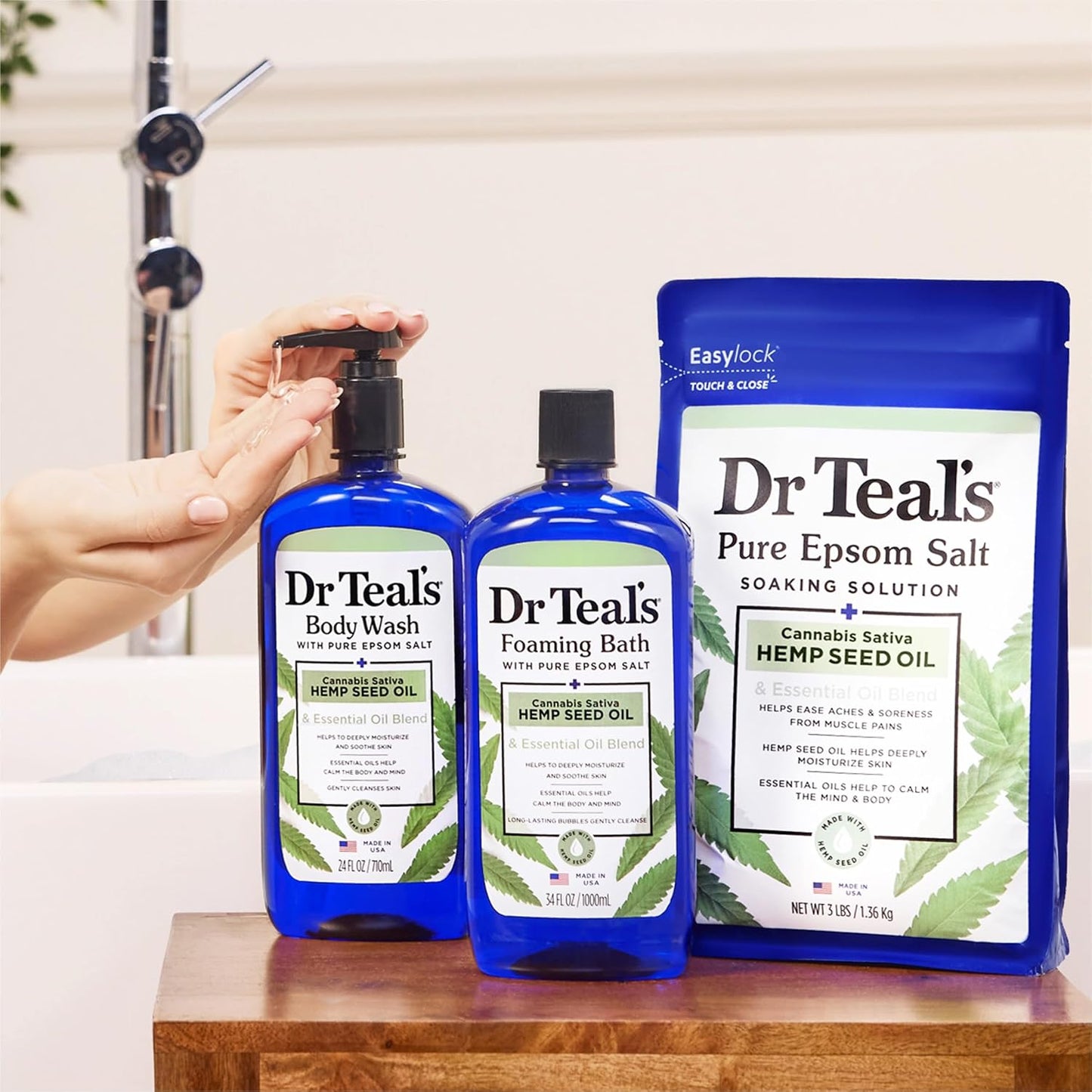 Dr Teal's Body Wash with Pure Epsom Salt, Relax & Relief with Eucalyptus & Spearmint, 24 fl oz (Pack of 2)