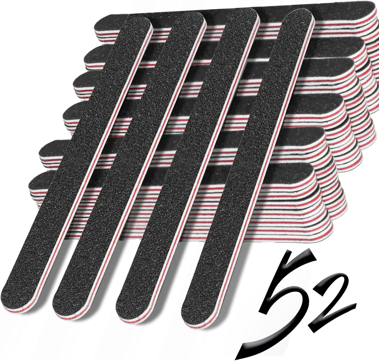 RedFlow Nail Buffer Set Contains 52 Nail Files, Double Sided 100/180 Grit Nail Files, Nail Buffering Files for Home and Salon Use (52 Pack)
