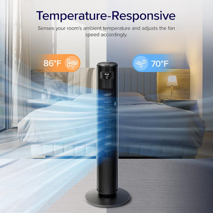 LEVOIT Tower Fan for Bedroom, 20dB Quiet Desk Fan with 23ft/s, Portable & Easy to Carry, 3-Angle & 5-Speed Mini Oscillating Fan, DC Motor, Bladeless, Remoter, 12H Timer, for Home, Room, Office, White