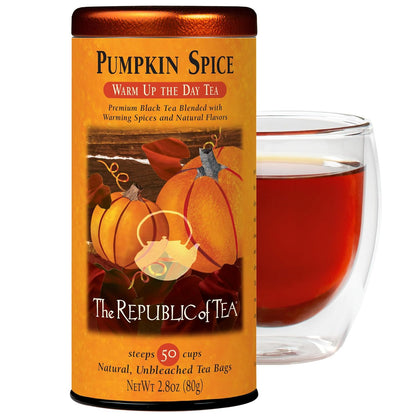 The Republic of Tea Pumpkin Spice Black Tea, Caffeinated, 50 Count
